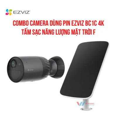 Combo camera dùng pin Ezviz BC1C 4K + tấm sạc năng lượng mặt trời F