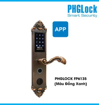 Khóa cửa cho tân cổ điển PHGLOCK FP6135 App [Màu Đồng Xanh]
