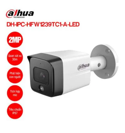 Camera IP Full Color 2MP DAHUA DH-IPC-HFW1239TC1-A-LED