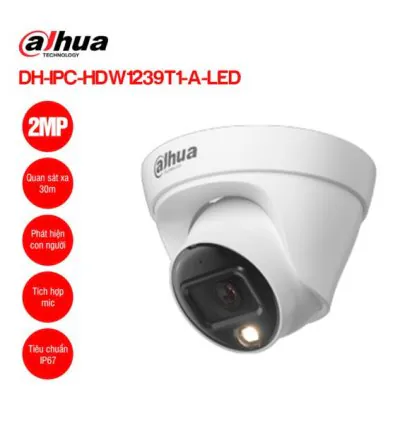 Camera IP Full Color 2MP DAHUA DH-IPC-HDW1239T1-A-LED